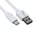 USB 3.1-kabel type C - 3,0 A, hvid, 5 Gbps, 3 A opladning, 0,50 m, polybag